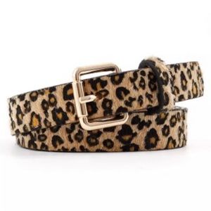 Faux Leopard Fur Skinny Belt 7/8” wide